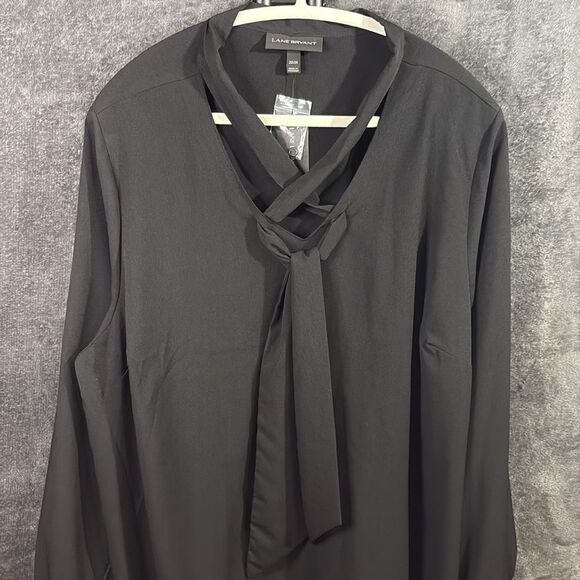 Lane Bryant Long Sleeve Black Solid Button Down Blouse Shirt Womens 22/24 New - Picture 12 of 12